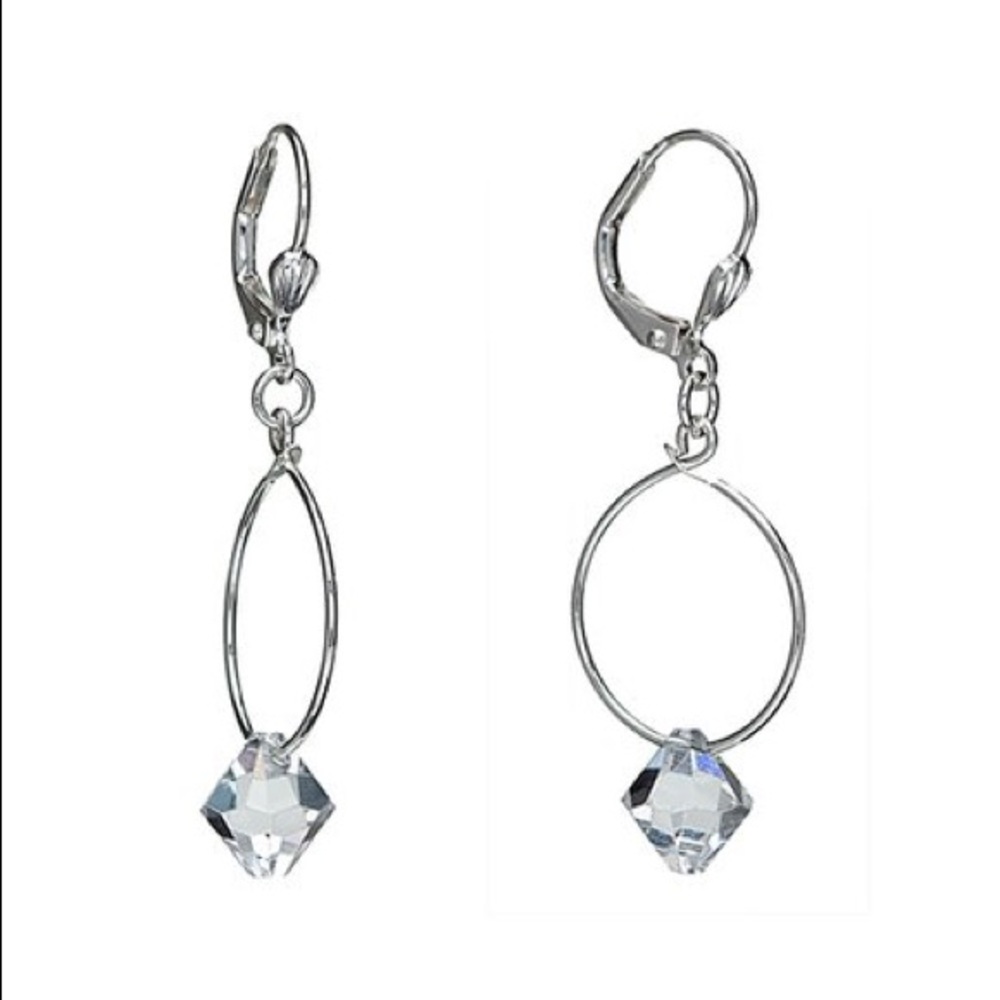 Swarovski Clear Kite And Loop Earrings